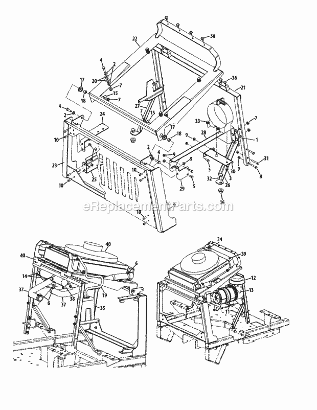 Radiator & Air Cleaner Diagram and Parts List for S6032-D 53AY8DU6050-312HP Cub Cadet Lawn Tractor